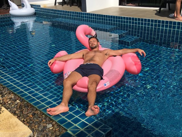 Shane trying to get a tan in Phuket, Thailand